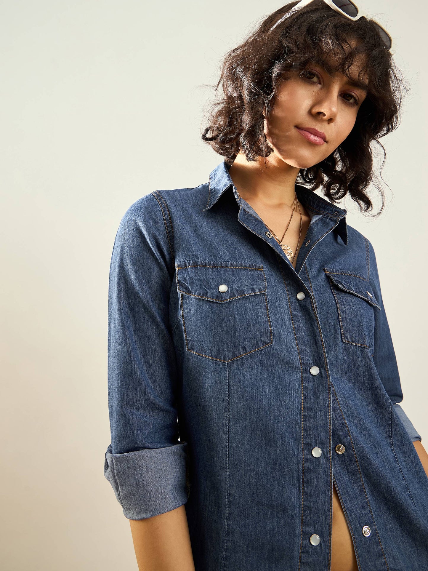 Blue Tencel Regular Fit Shirt