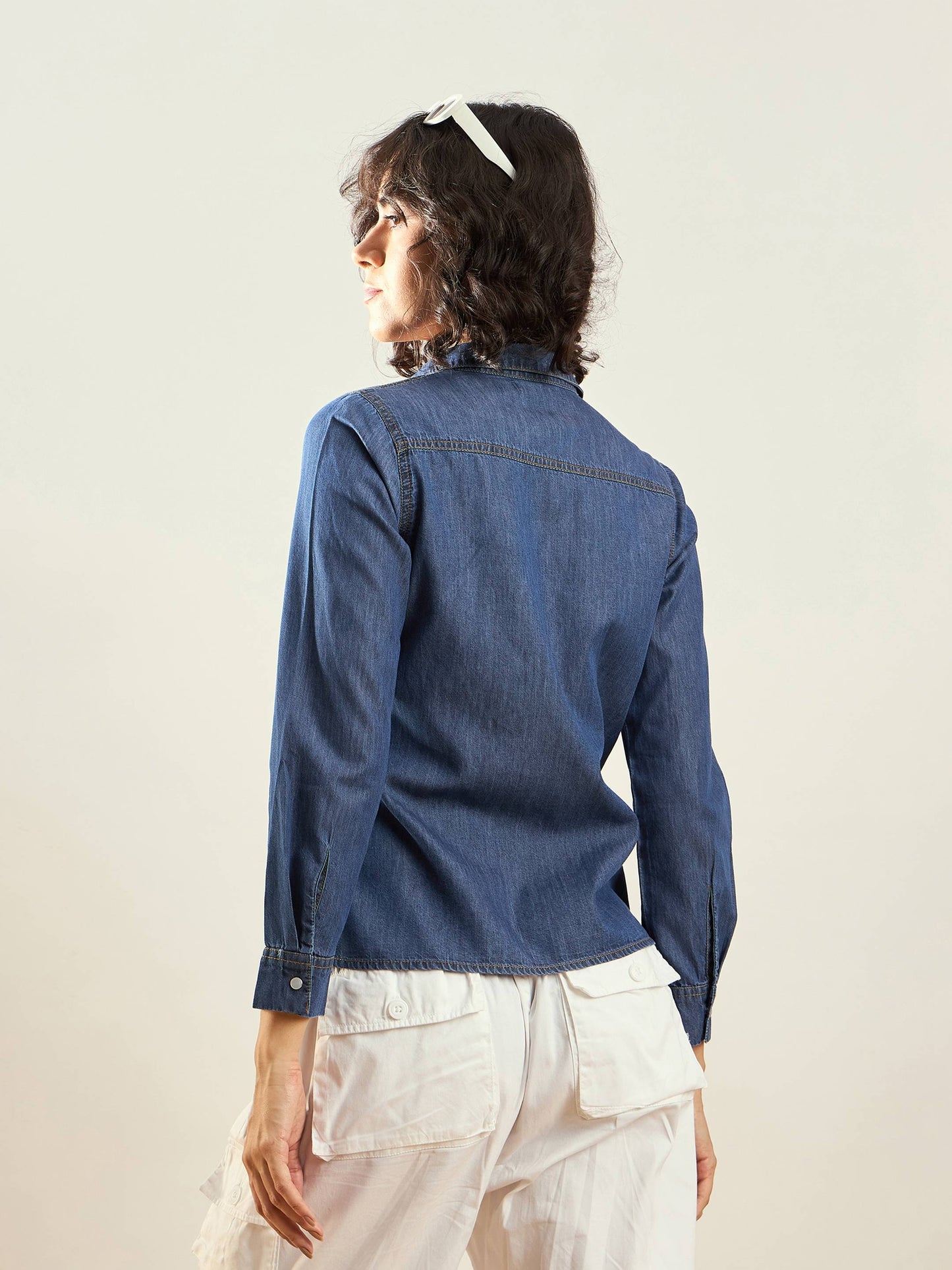 Blue Tencel Regular Fit Shirt