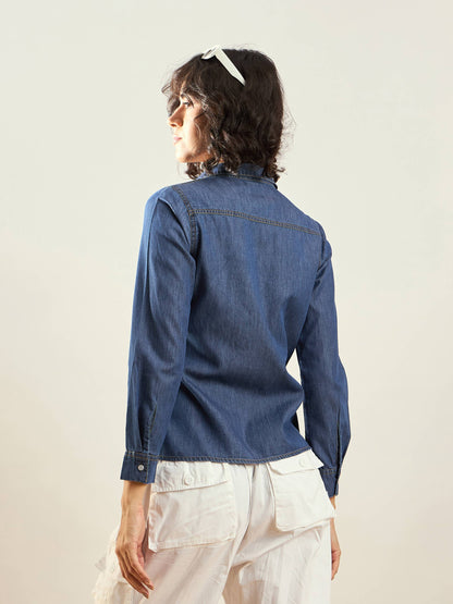 Blue Tencel Regular Fit Shirt