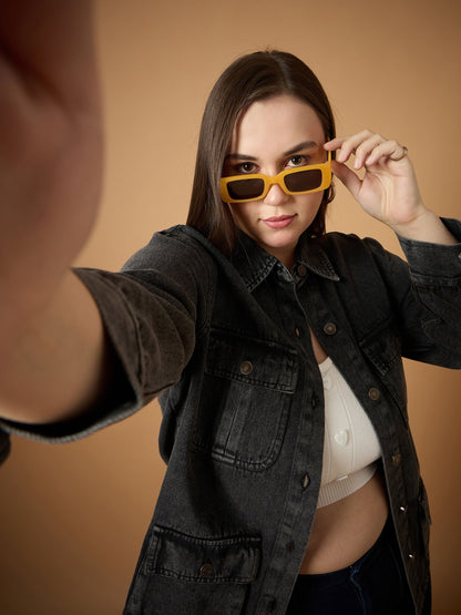 Black Acid Denim Wash Shacket