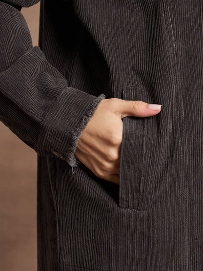 Dark Grey Corduroy Oversize Shacket