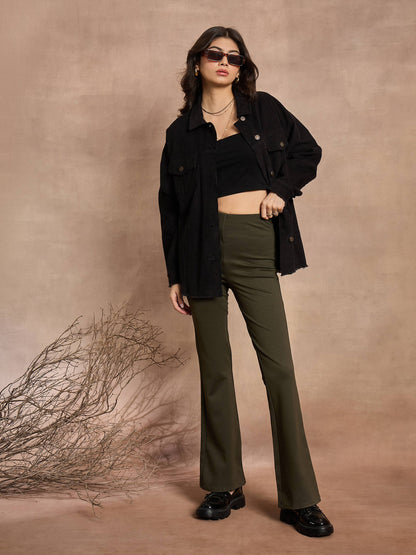 Black Corduroy Oversize Shacket