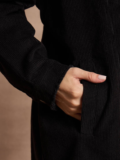 Black Corduroy Oversize Shacket