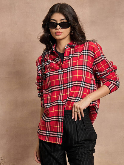 Red Check Oversized Shirt
