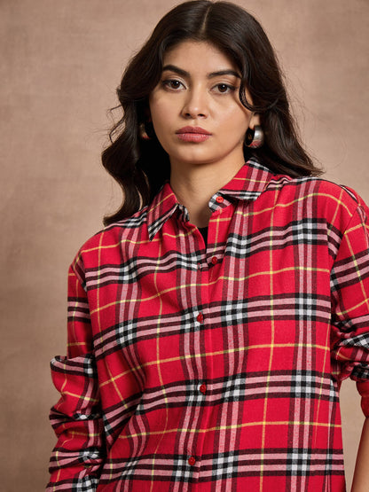 Red Check Oversized Shirt