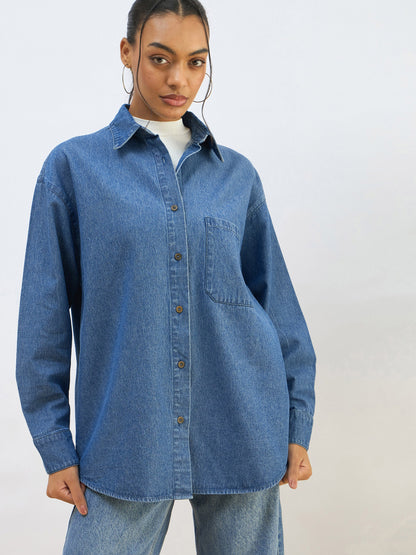 Blue Blast Denim Oversized Shirt