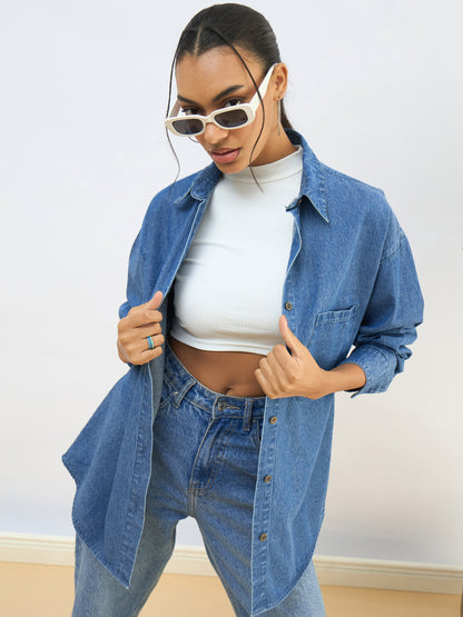 Blue Blast Denim Oversized Shirt
