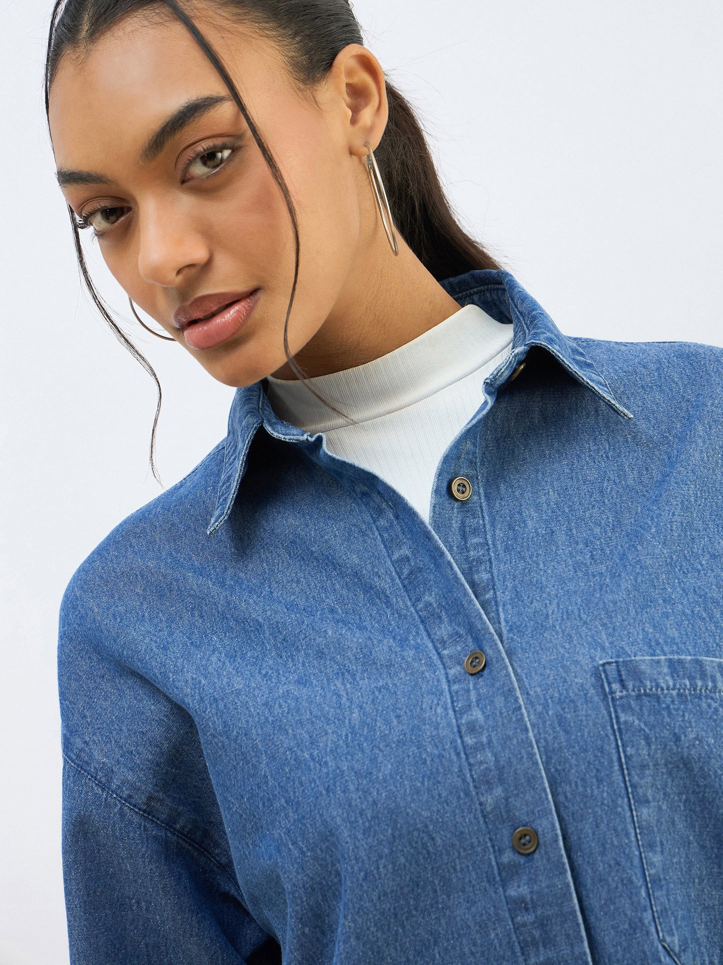 Blue Blast Denim Oversized Shirt