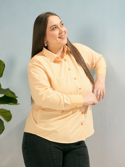 Yellow Stripes Poplin Regular Shirt