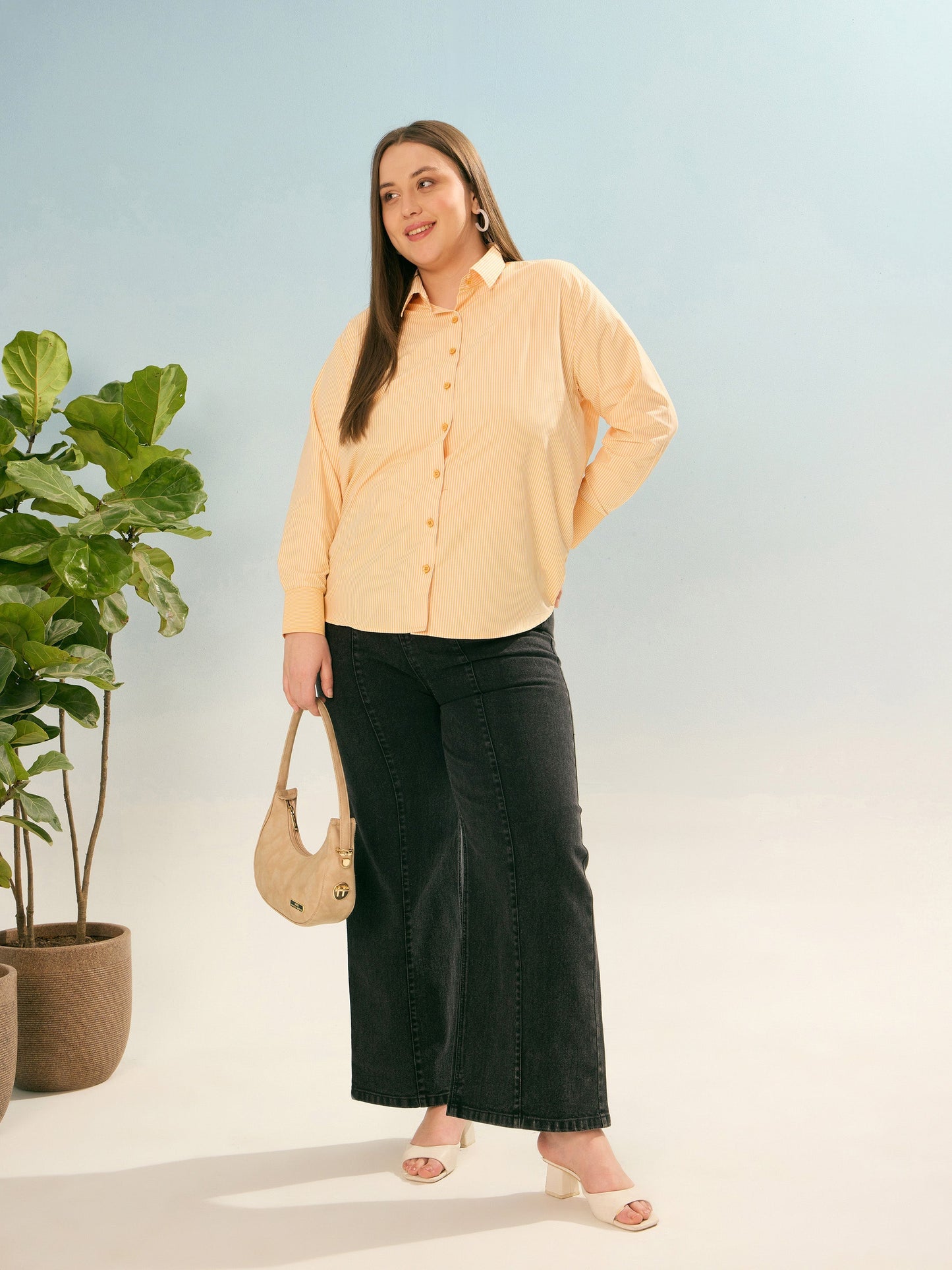 Yellow Stripes Poplin Regular Shirt