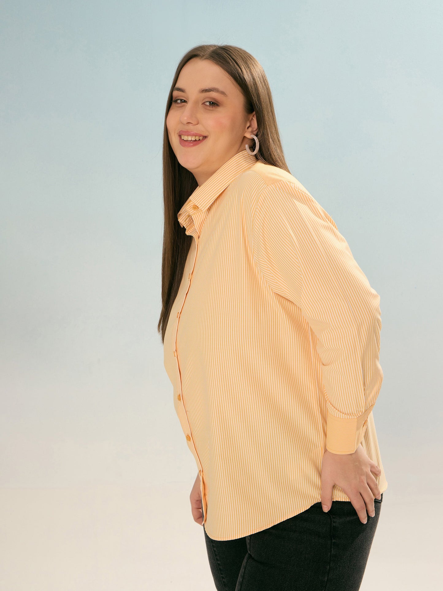 Yellow Stripes Poplin Regular Shirt
