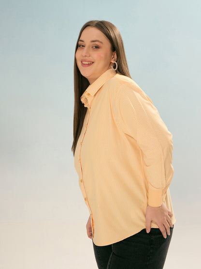 Yellow Stripes Poplin Regular Shirt