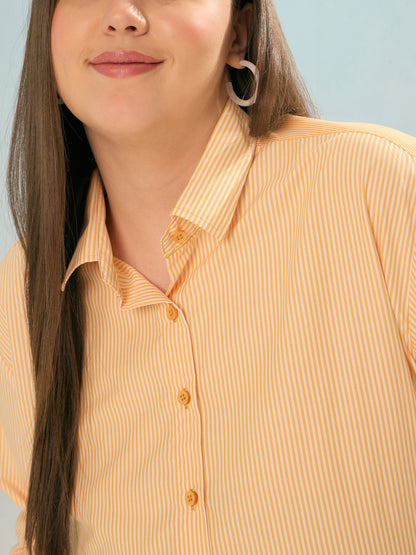 Yellow Stripes Poplin Regular Shirt