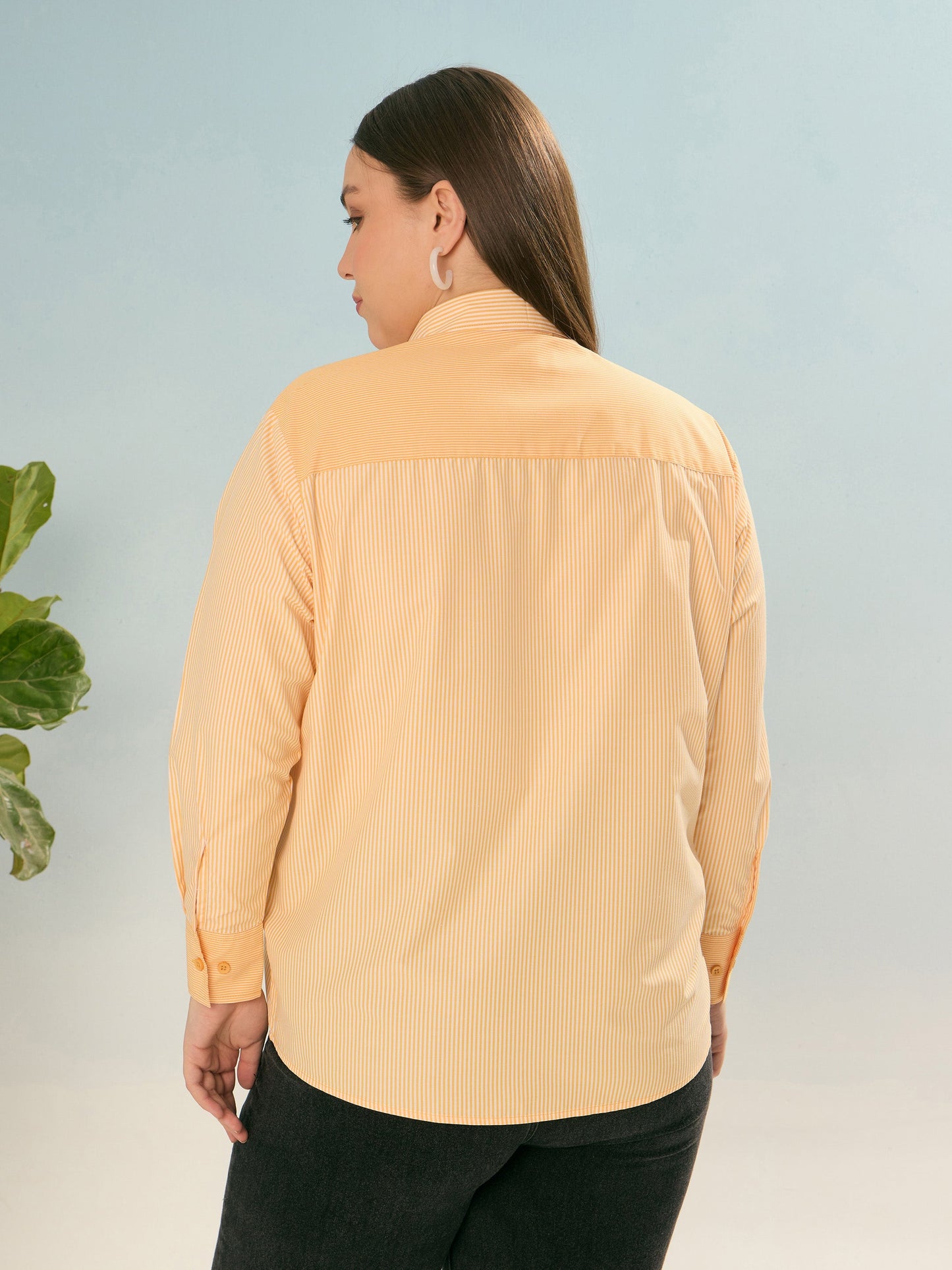 Yellow Stripes Poplin Regular Shirt