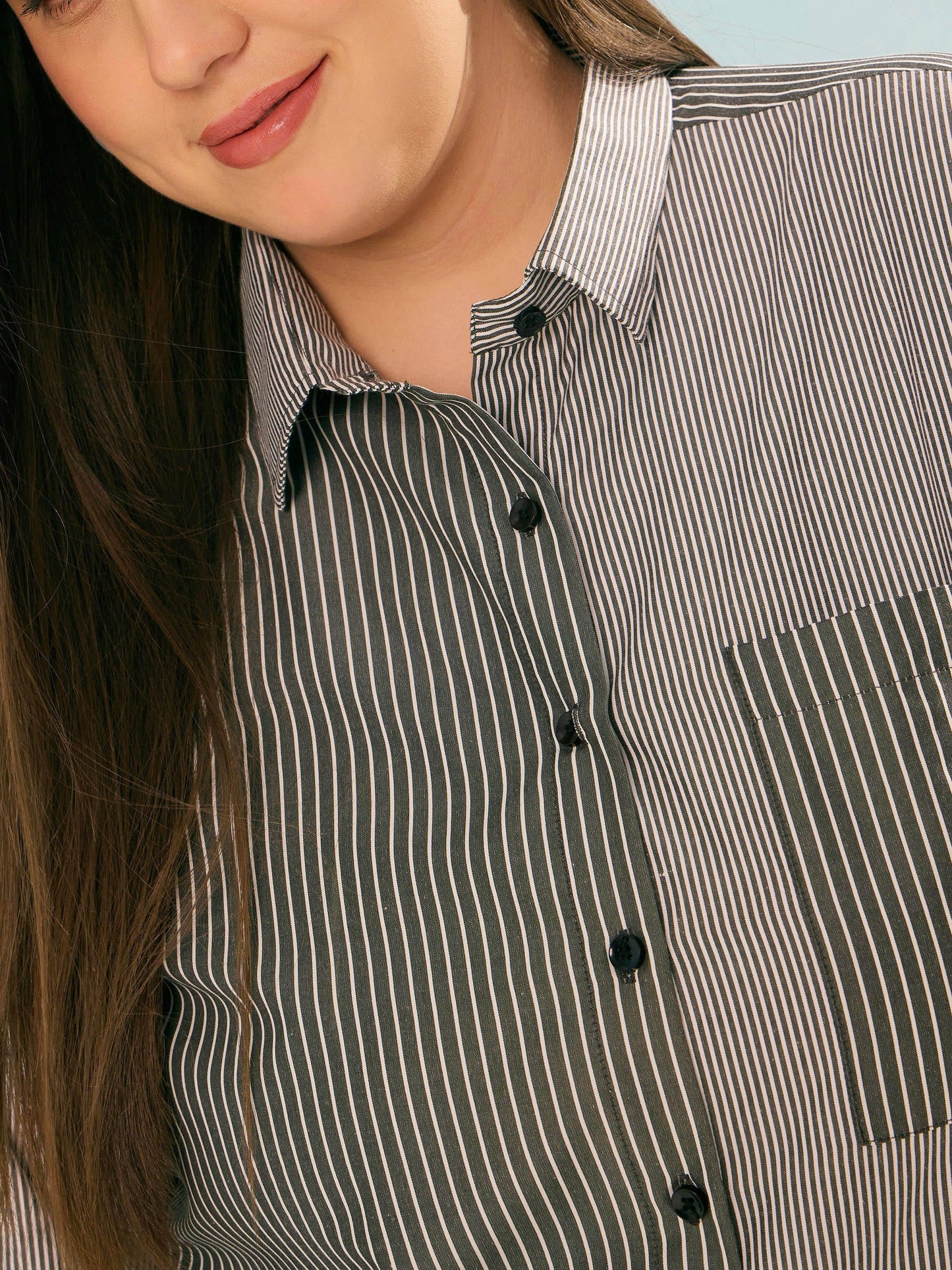 Black Stripes Poplin Front Pocket Regular Shirt