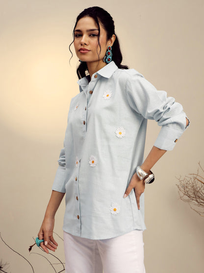 Grey Striped Regular Shirt