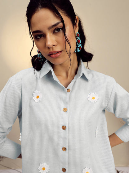Grey Striped Regular Shirt