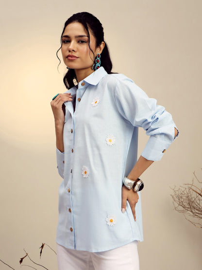 Blue Striped Regular Shirt