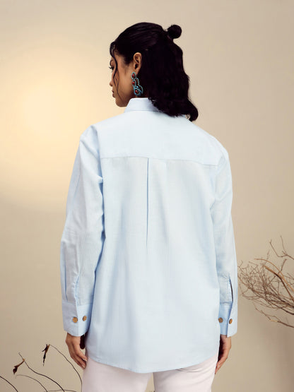 Blue Striped Regular Shirt