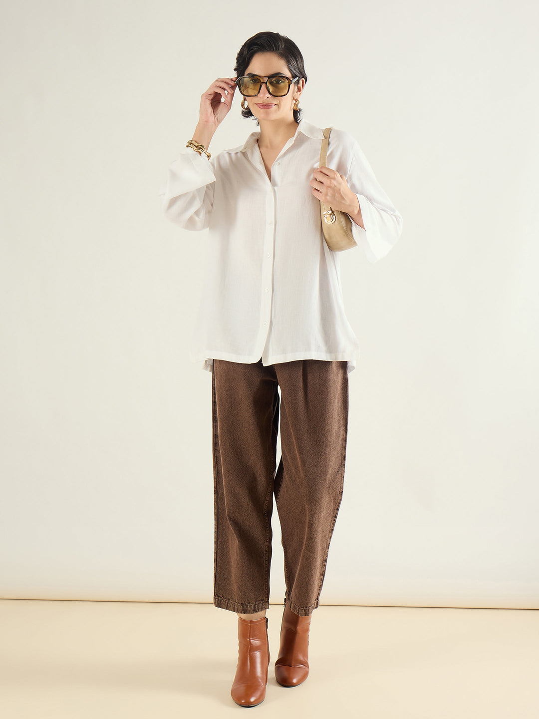 Women White Linen Oversize Shirt