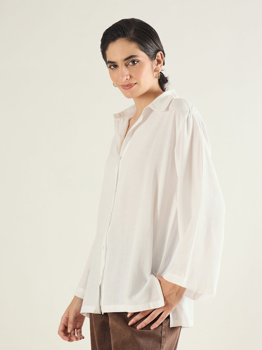 Women White Linen Oversize Shirt