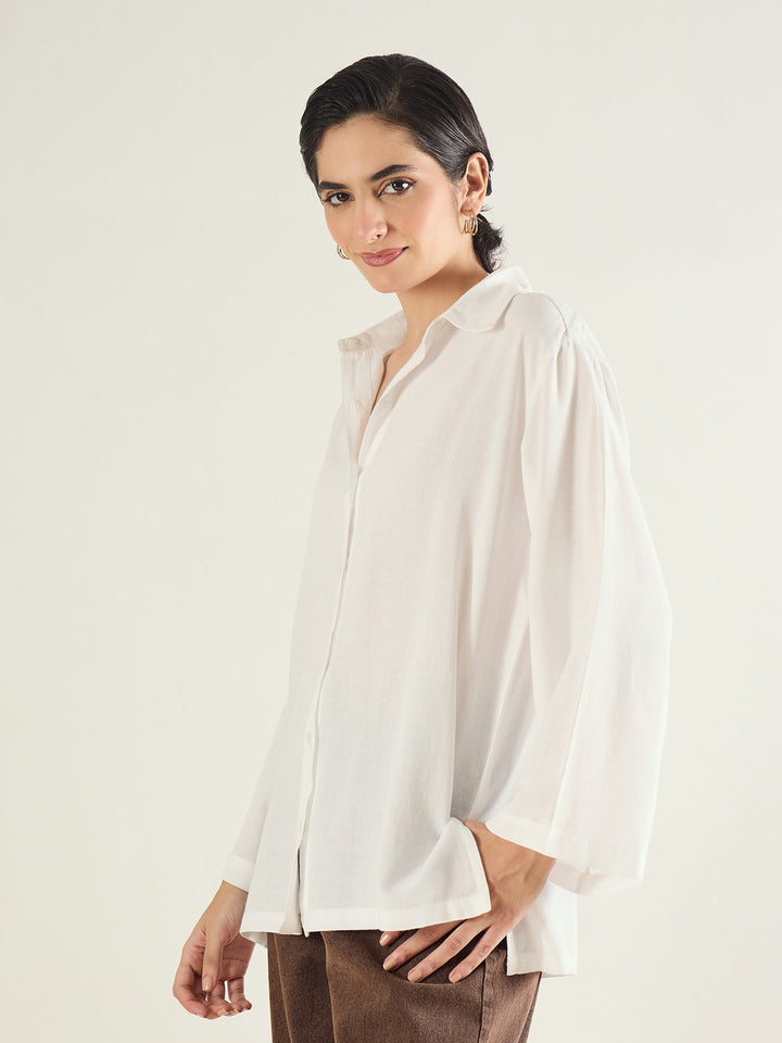 Women White Linen Oversize Shirt