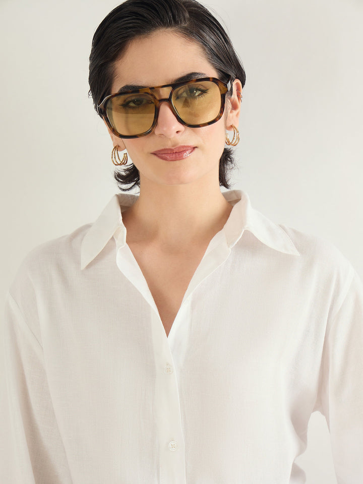 Women White Linen Oversize Shirt