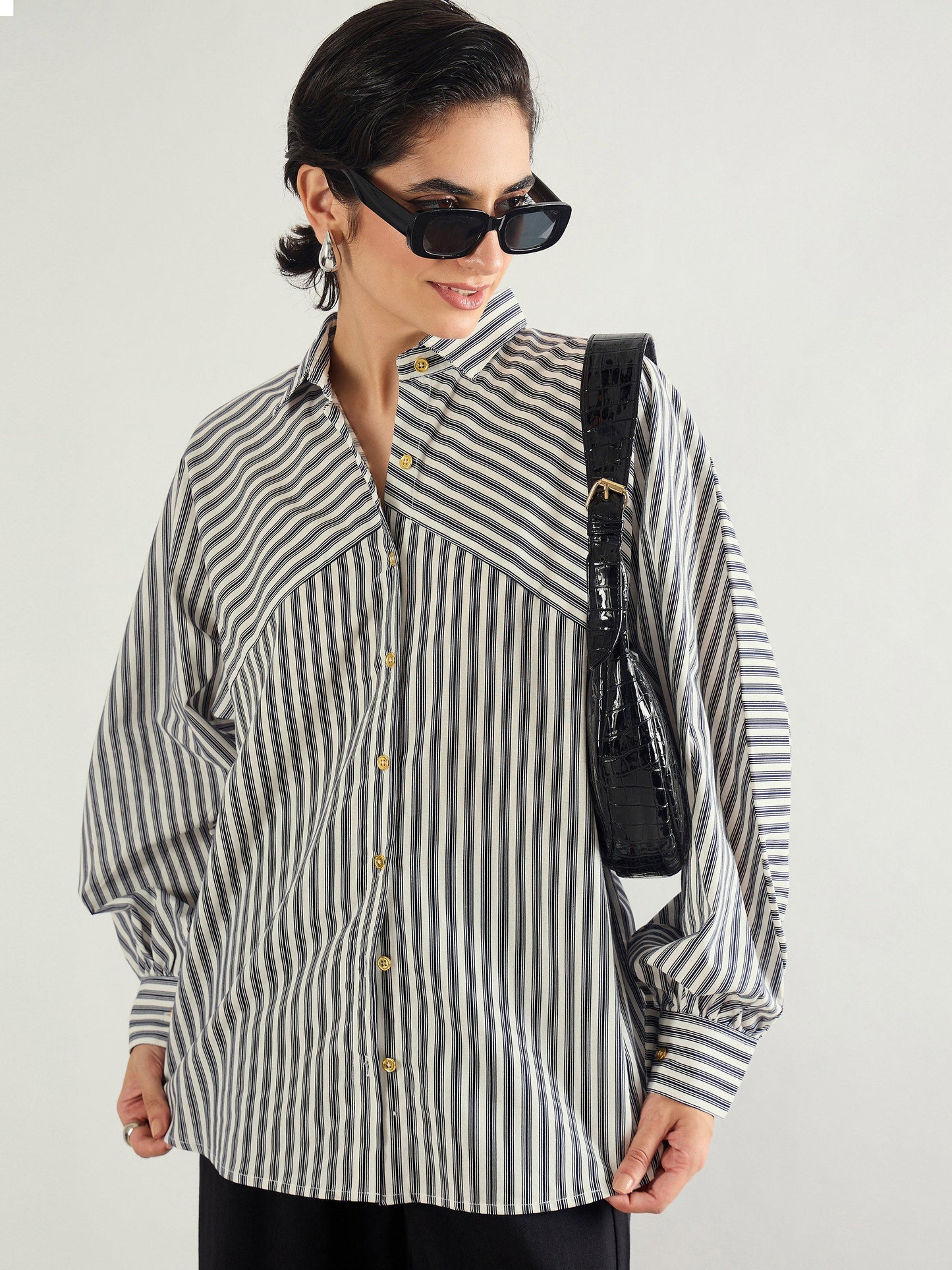 White & Black Stripe Oversized Shirt