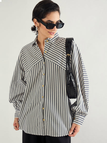 White & Black Stripe Oversized Shirt