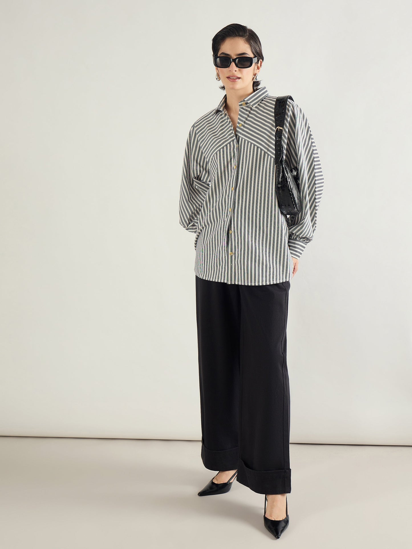 White & Black Stripe Oversized Shirt