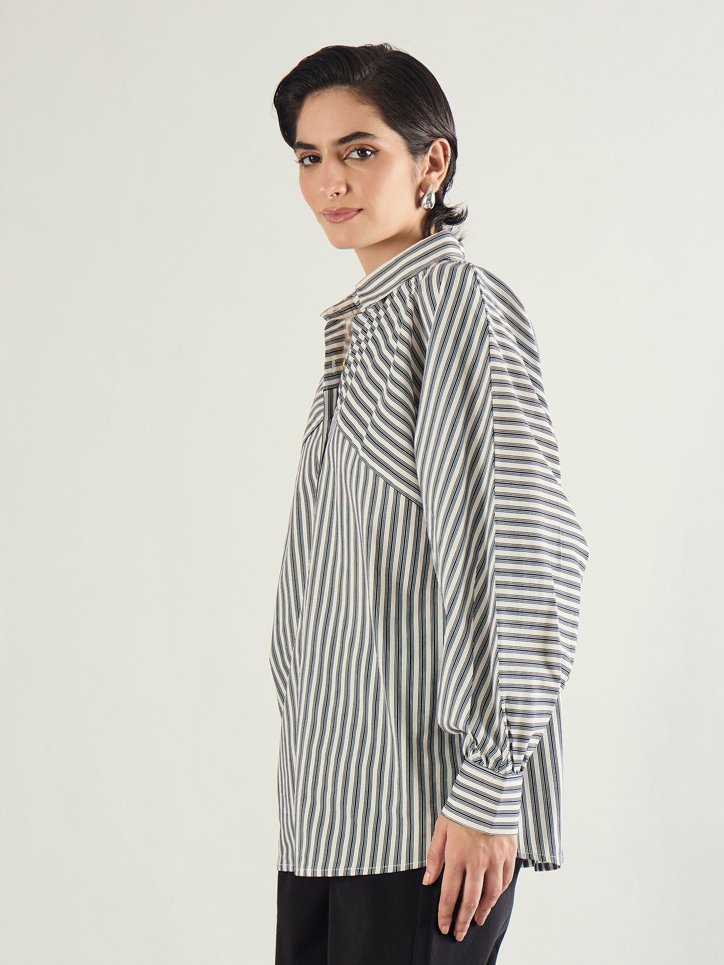 White & Black Stripe Oversized Shirt