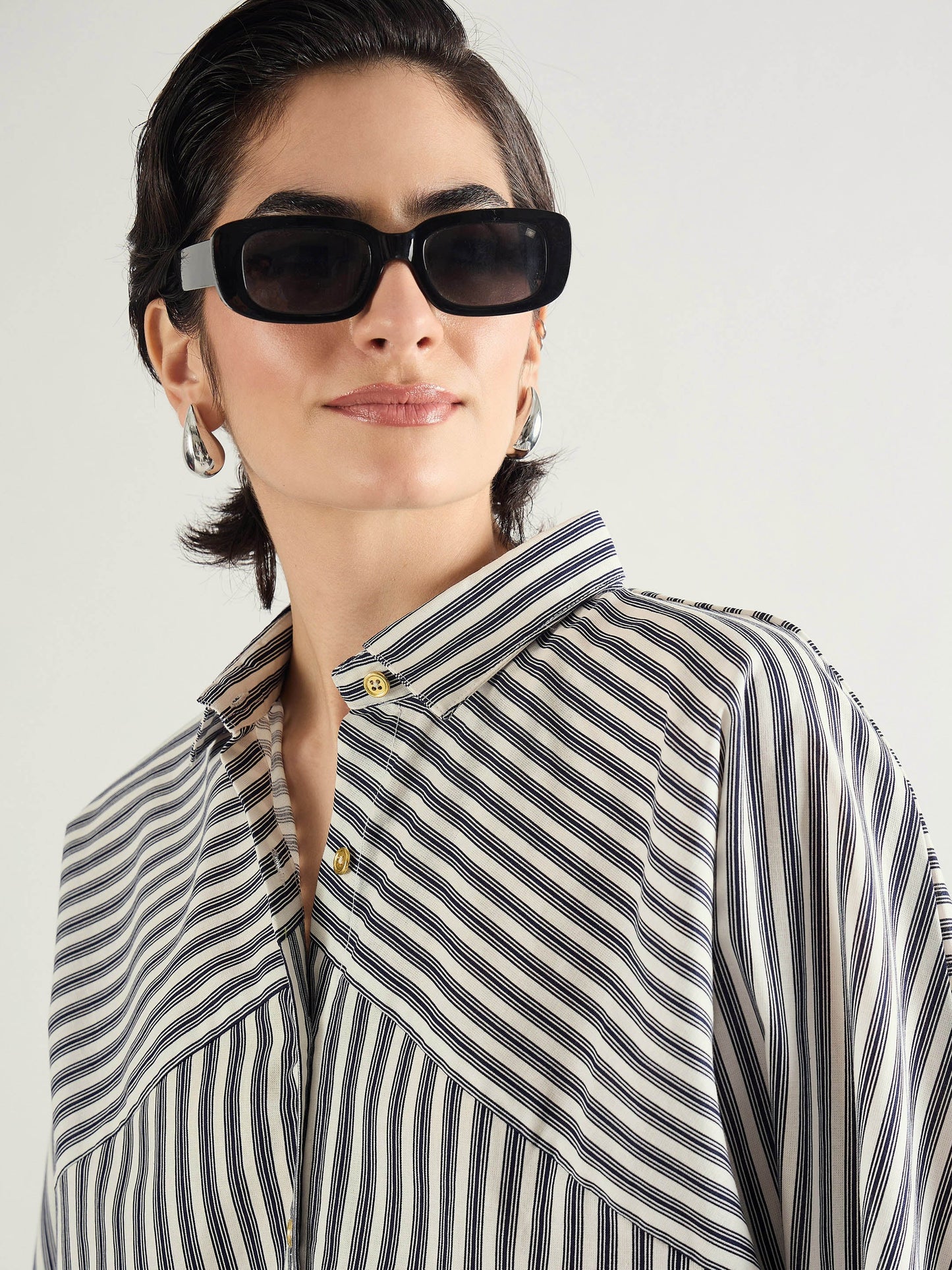 White & Black Stripe Oversized Shirt