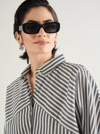 White & Black Stripe Oversized Shirt