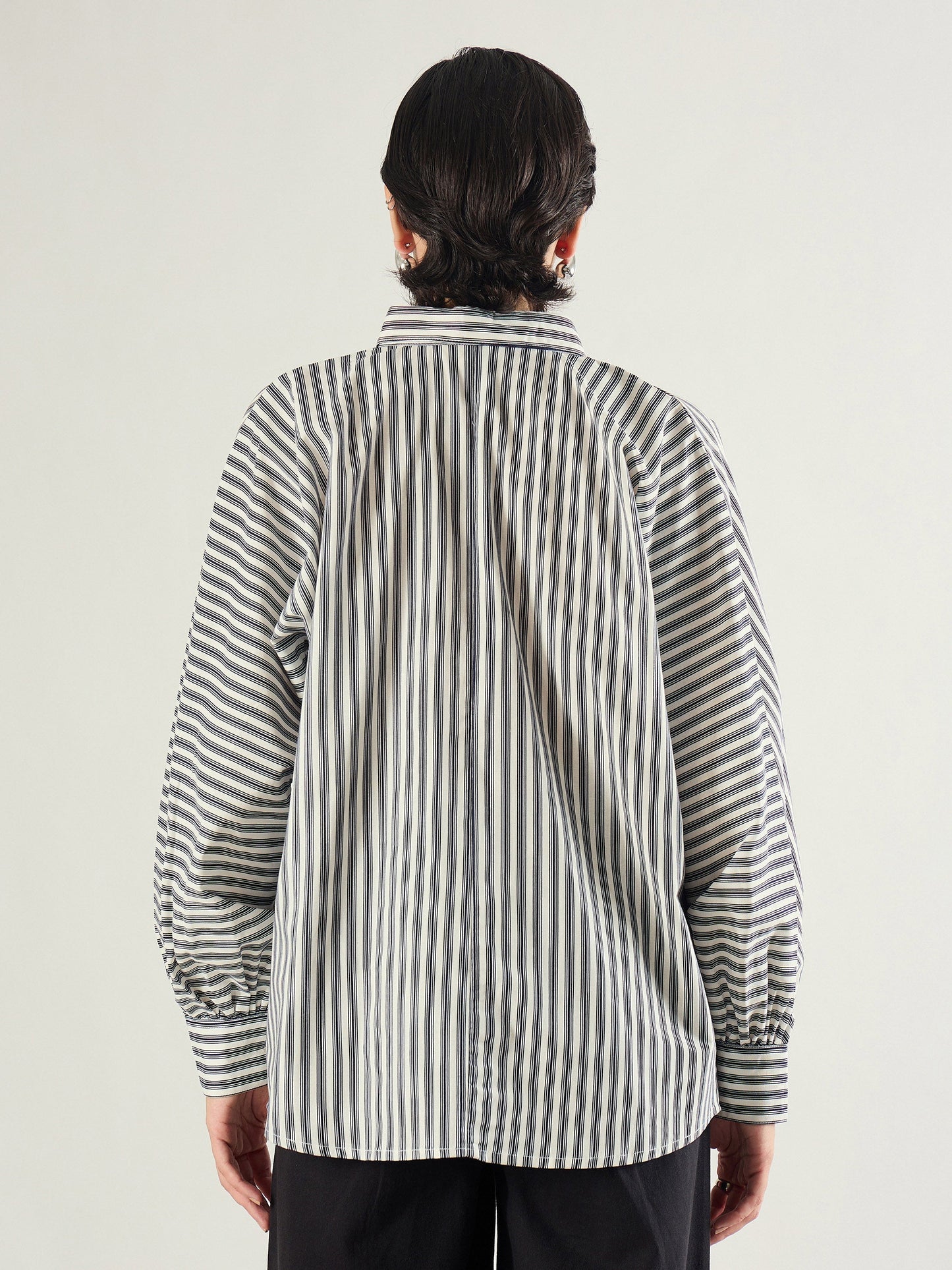 White & Black Stripe Oversized Shirt
