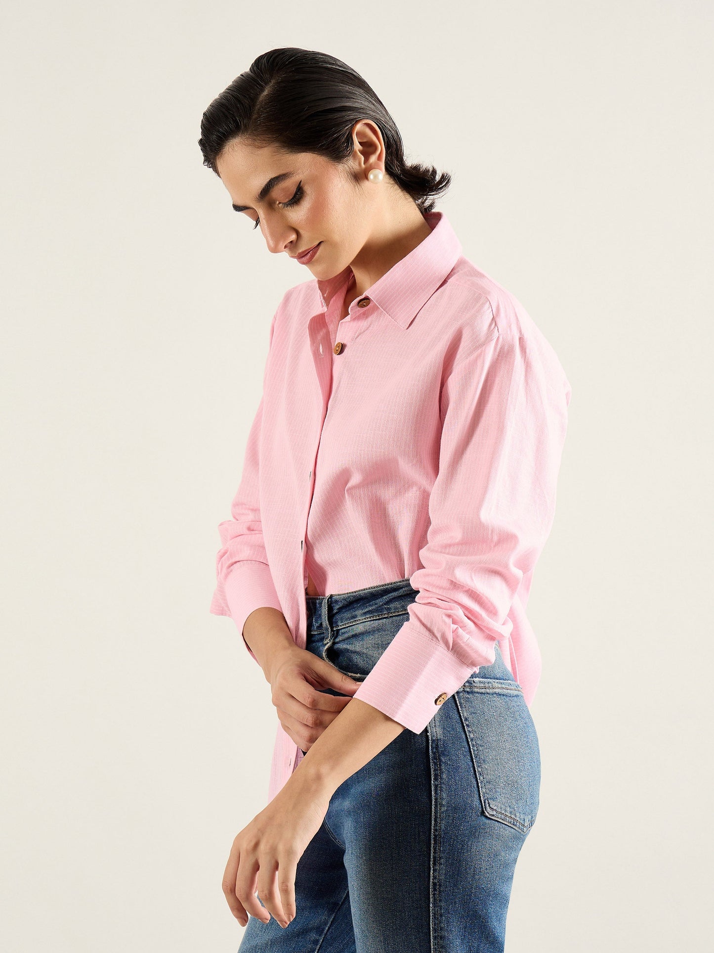 Pink & White Penny Stripe Oversized Shirt