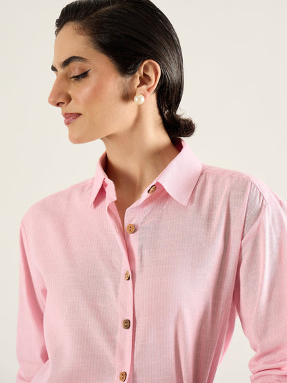 Pink & White Penny Stripe Oversized Shirt
