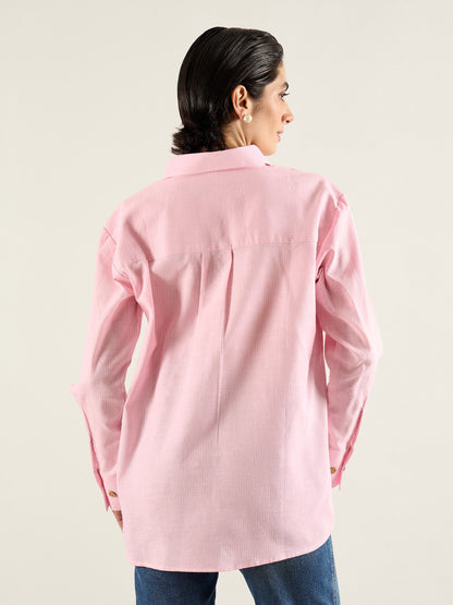 Pink & White Penny Stripe Oversized Shirt