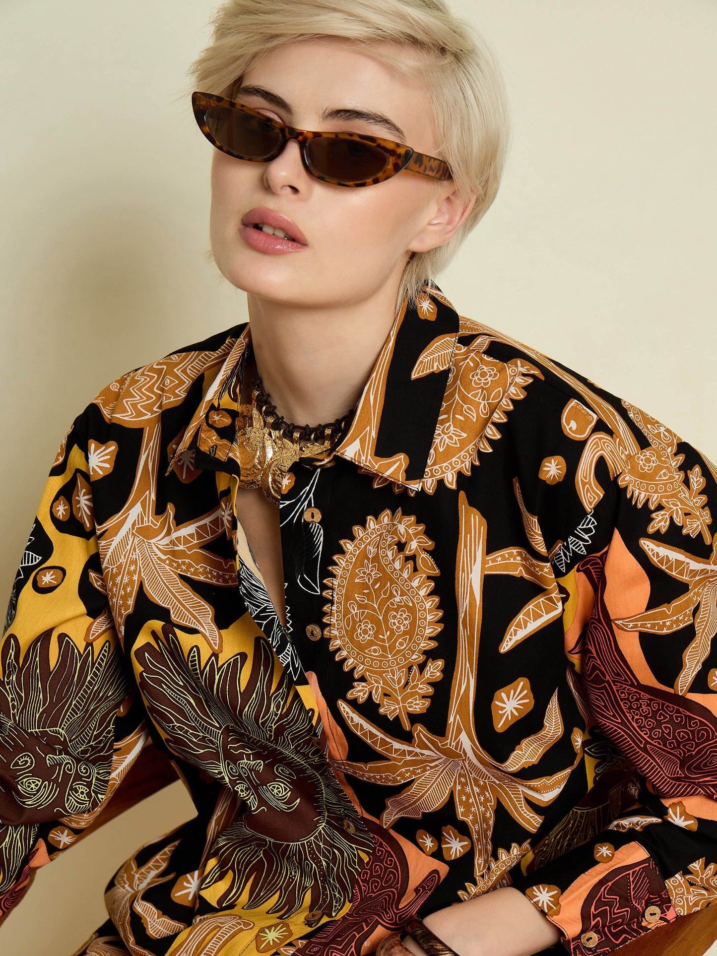 Women Black Boho Printed Regular Shirt