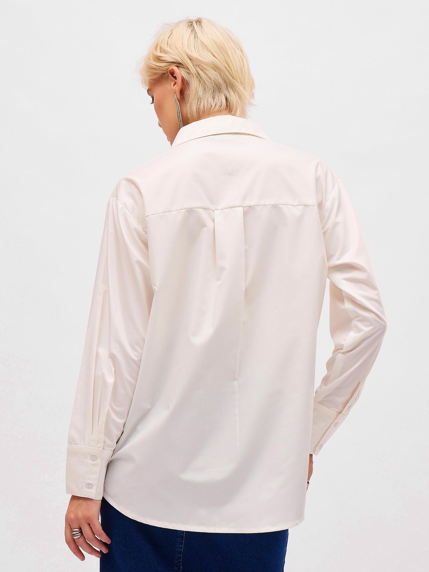 White Pearl Studded Regular Shirt