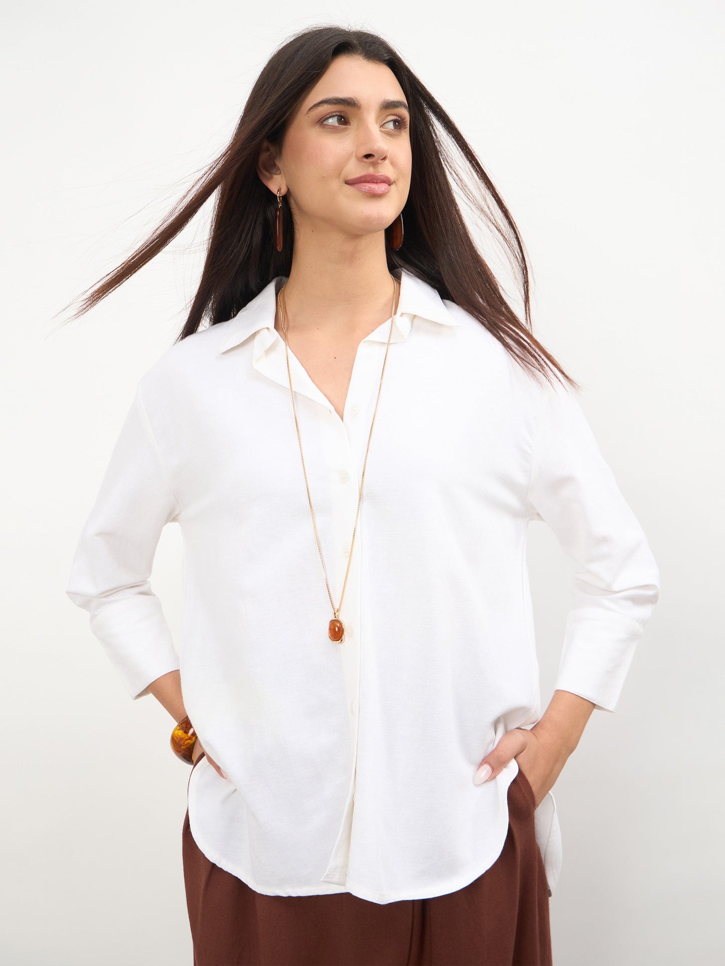 White Linen High-Low Oversize Shirt