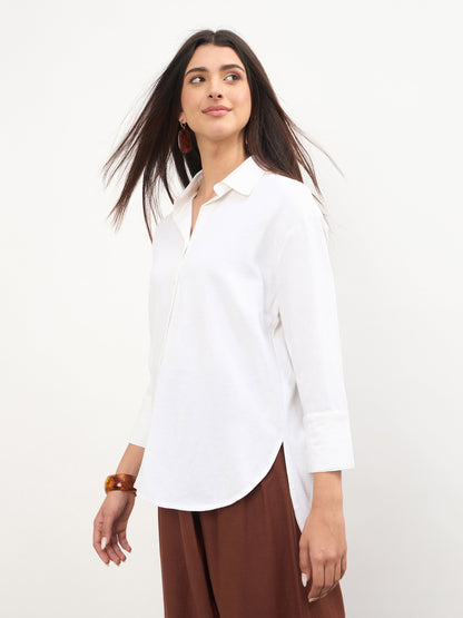 White Linen High-Low Oversize Shirt