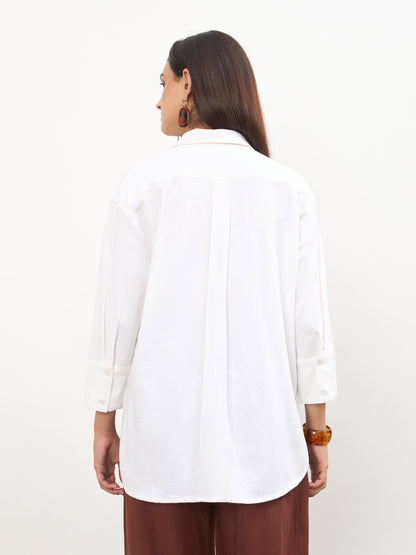White Linen High-Low Oversize Shirt