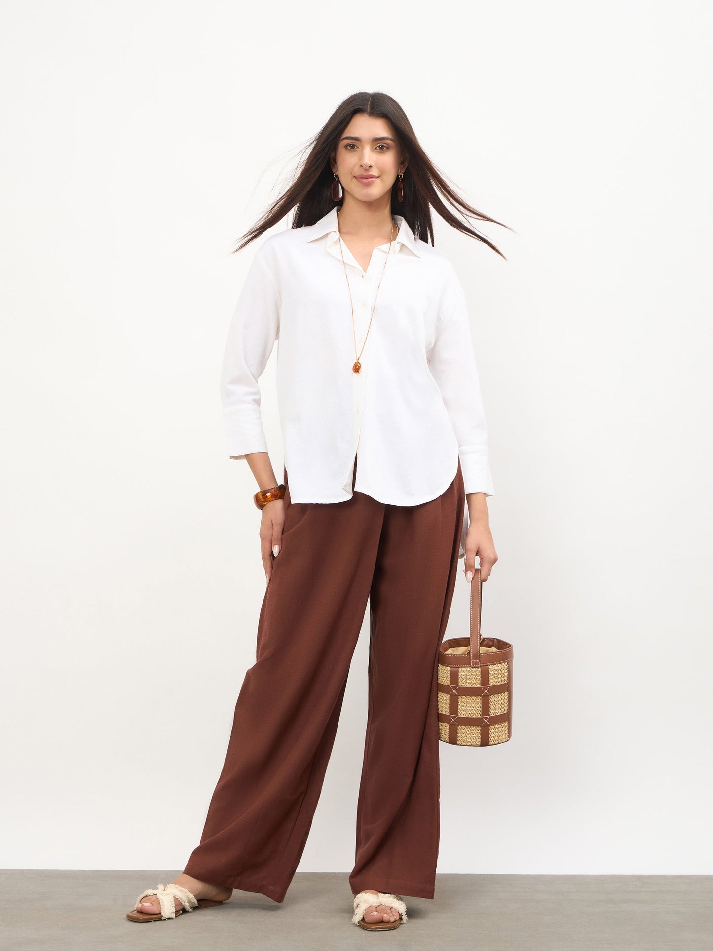 White Linen High-Low Oversize Shirt