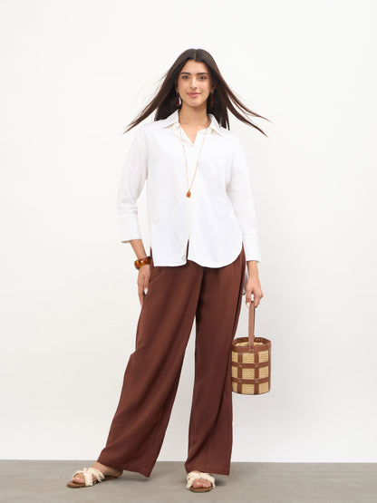 White Linen High-Low Oversize Shirt