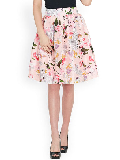 Pink Floral Silk Skirt
