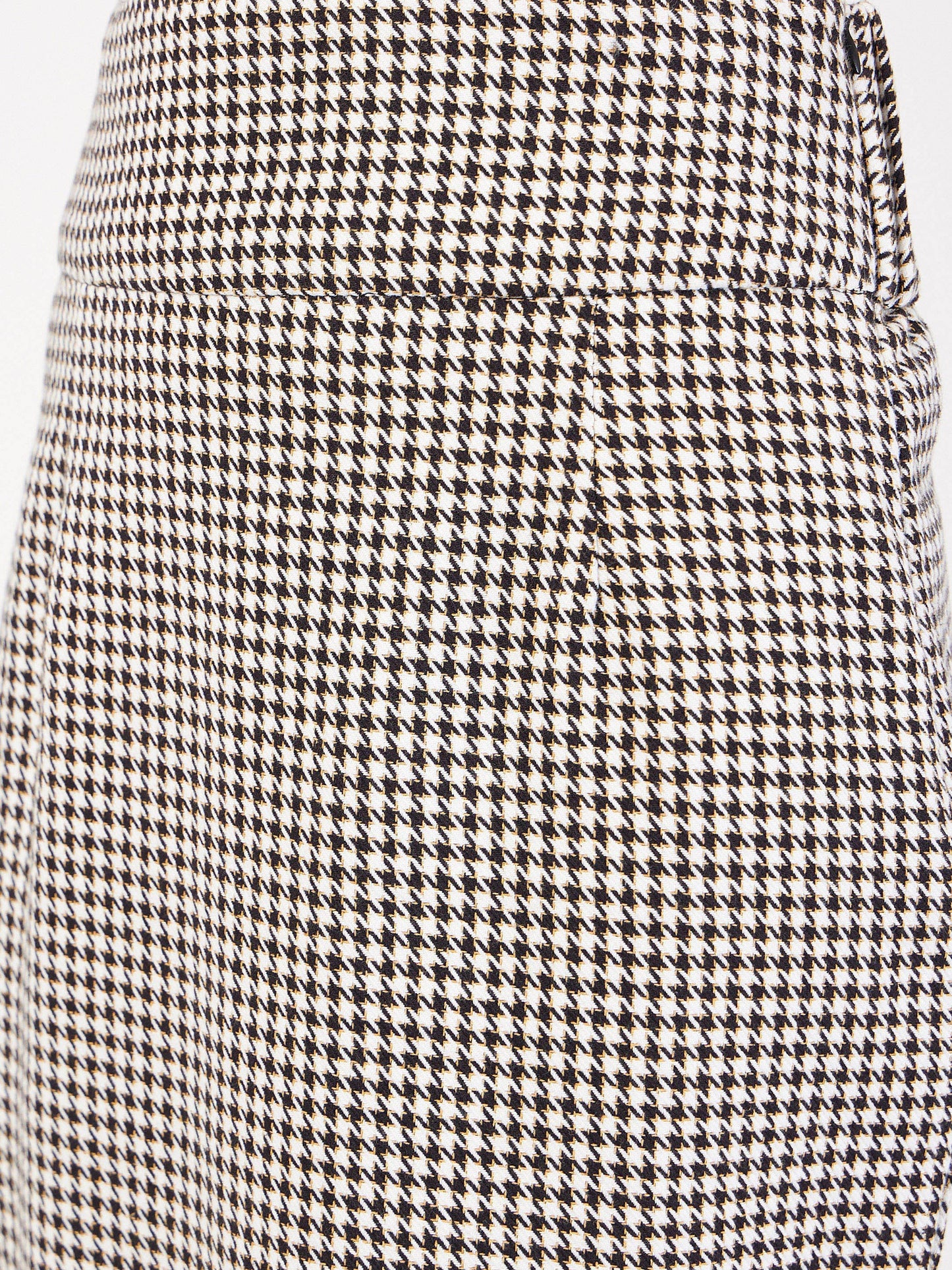 Women Black Houndstooth Jacquard Tweed Pencil Skirt