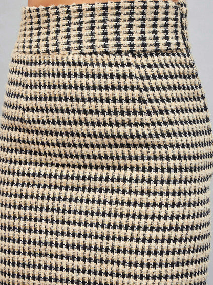 Off-White Check Jacquard Tweed Pencil Skirt