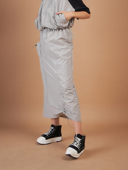 Light Grey Side Ruched Parachute Skirt