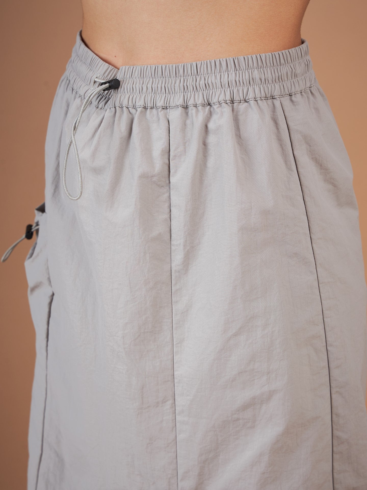 Light Grey Side Ruched Parachute Skirt