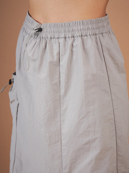 Light Grey Side Ruched Parachute Skirt
